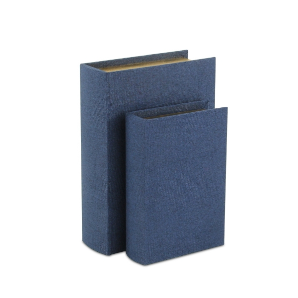 Navy Blue Linen Book Boxes, Set of 2 Kirklands Home