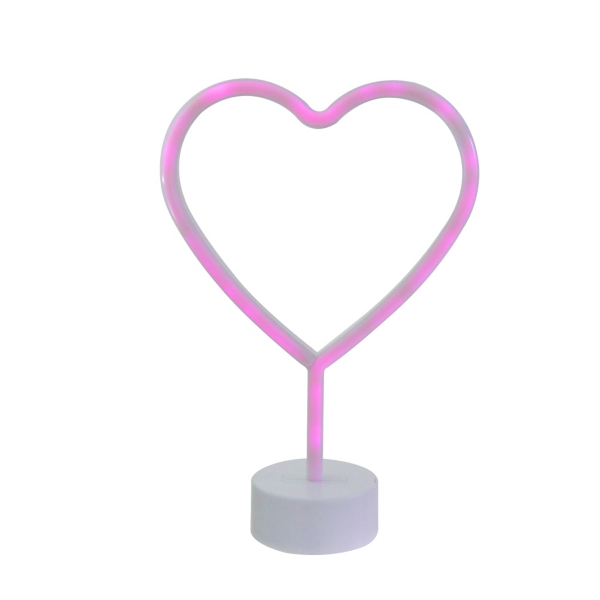 Neon Pink LED Heart Tabletop Sign