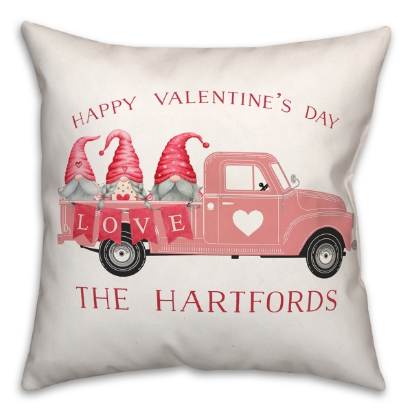 Personalized Valentine's Gnome Truck Pillow Kirklands Home