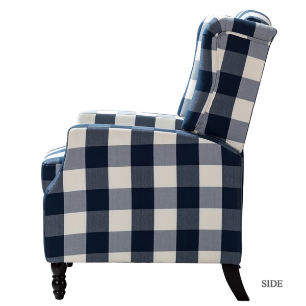 Navy Windowpane Plaid Recliner