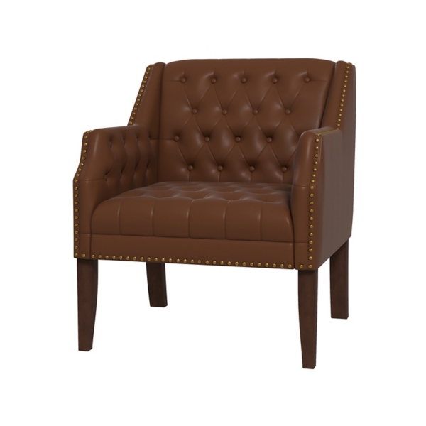Brown Cognac Faux Leather Tufted Accent Chair Kirklands Home