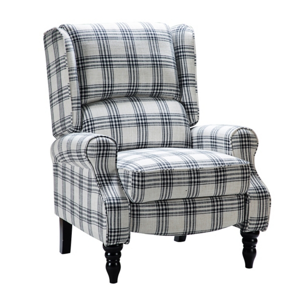 Black and discount white plaid recliner