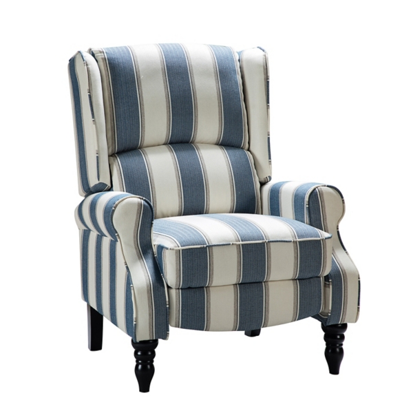 Blue and Tan Stripe Traditional Recliner | Kirklands Home