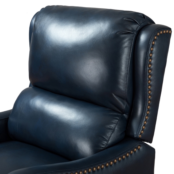 Navy Leather Nailhead Traditional Recliner