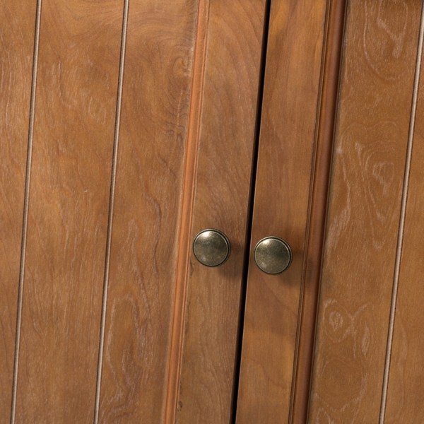 Brown Wood 4-Door Sideboard Cabinet