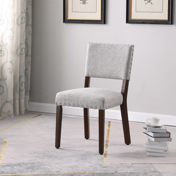 Gray Woven Upholstered Dining Chairs, Set of 2