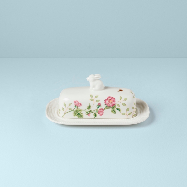 Bunny Floral Butter Dish