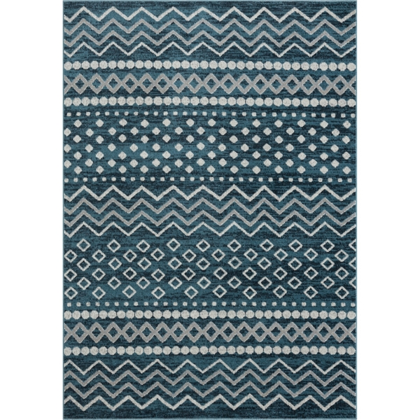 Blue Geometric Stripe Washable Area Rug, 7x9 Kirklands Home