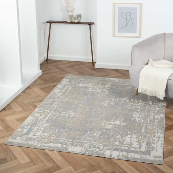 Gray Distressed Washable Area Rug, 7x9