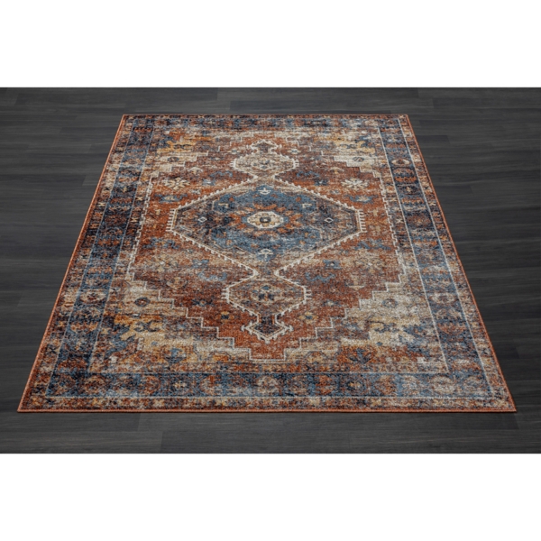Rust Medallion Washable Area Rug, 5x7