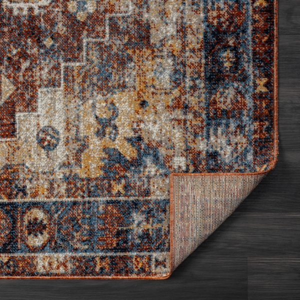 Rust Medallion Washable Area Rug, 7x9
