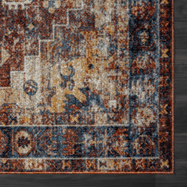 Rust Medallion Washable Area Rug, 7x9