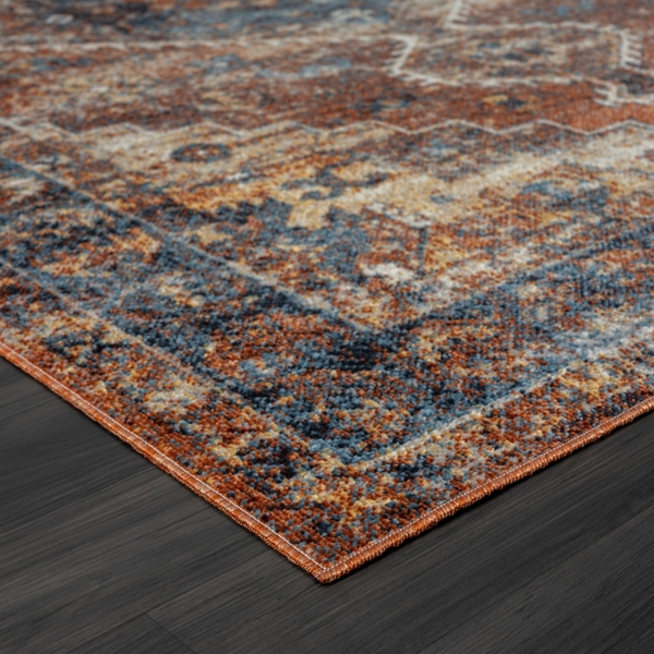 Rust Medallion Washable Area Rug, 7x9