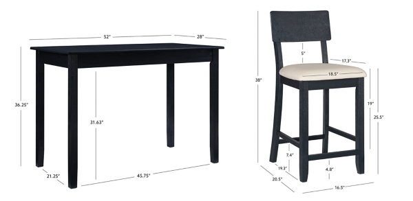 Charcoal Wood Upholstered 5-pc. Dining Set