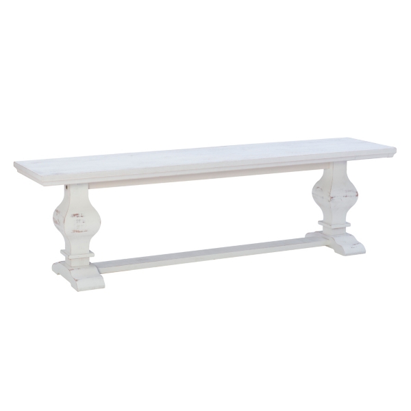 White Wood Pedestal Dining Bench Kirklands Home