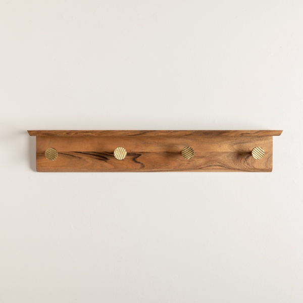 Evergreen Multi Use Wall Shelf with Hooks in Black Nob