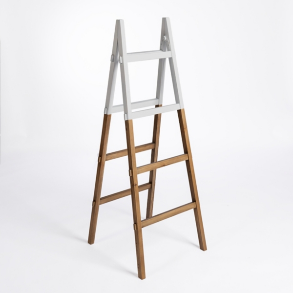 Natural and White Wood Foldable Ladder Kirklands Home