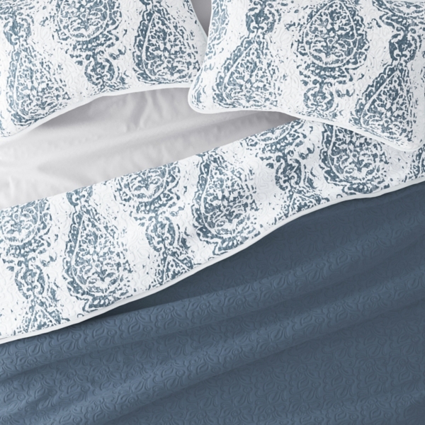 Damask Reversible 3-pc. King Quilt Set