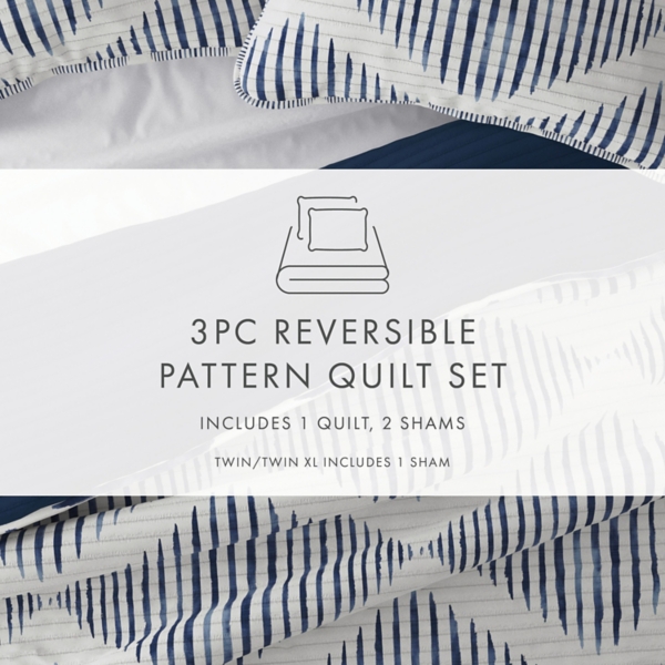 Navy Diamond Line Reversible 2-pc. Twin Quilt Set