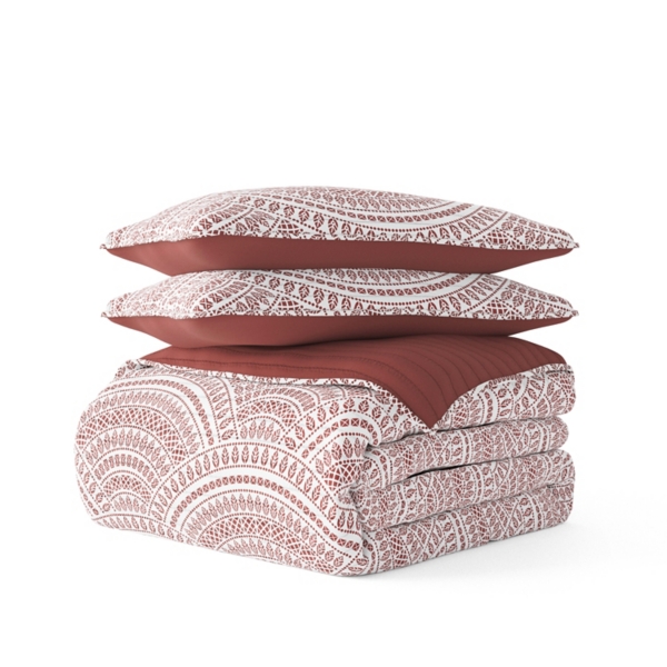 Terra Scalloped Reversible 3-pc. Queen Quilt Set
