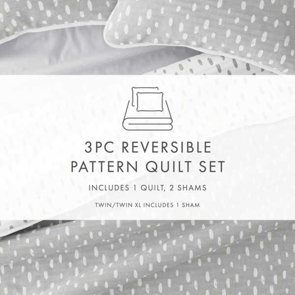 Gray Dotted Reversible 2-pc. Twin Quilt Set