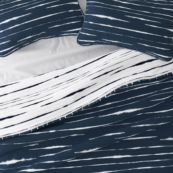 Navy Linear Reversible 2-pc. Twin Quilt Set