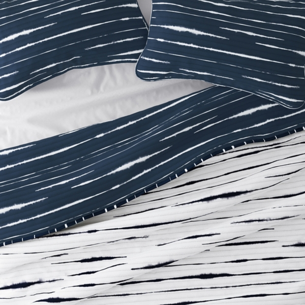 Navy Linear Reversible 2-pc. Twin Quilt Set