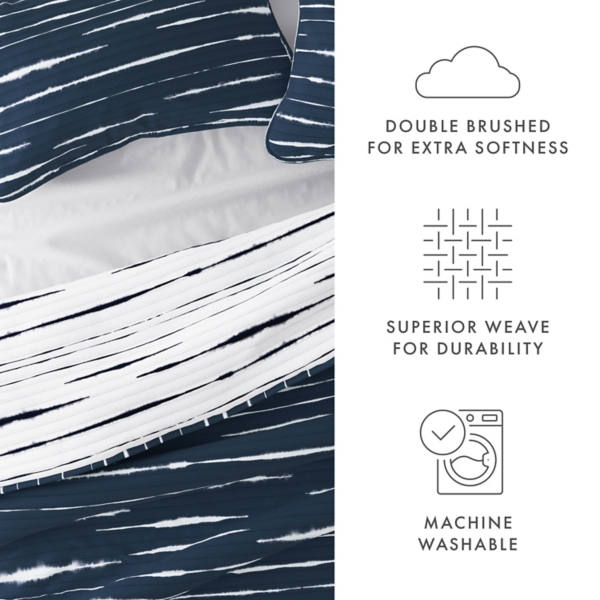 Navy Linear Reversible 3-pc. King Quilt Set