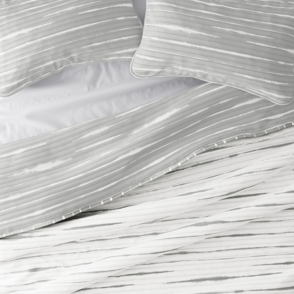 Gray Linear Reversible 3-pc. King Quilt Set