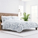 Blue Jacobean Reversible 3-pc. King Quilt Set