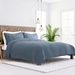 Blue Stitched Stripes 3-pc. Queen Quilt Set