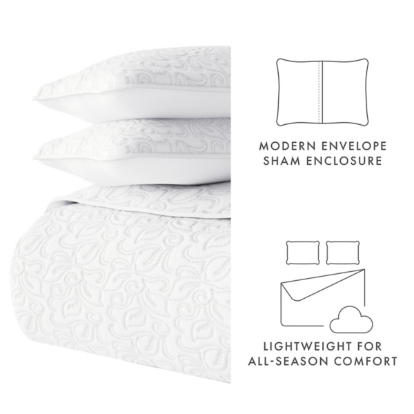 Floral Stitch 3-pc. Queen Quilt Set