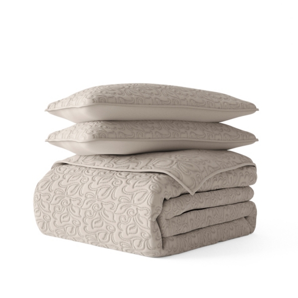 Latte Floral Stitch 2-pc. Twin Quilt Set