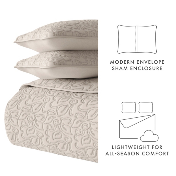 Latte Floral Stitch 2-pc. Twin Quilt Set