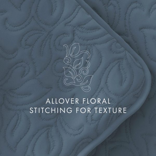 Blue Floral Stitch 3-pc. King Quilt Set