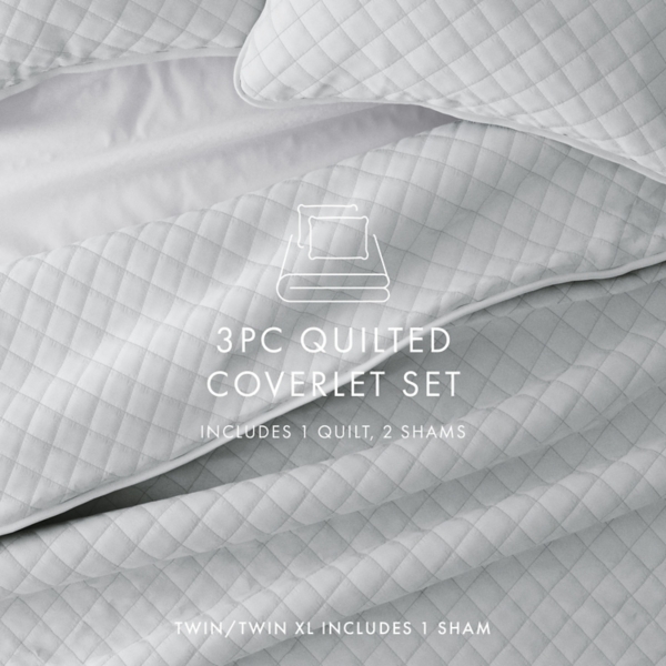 Stitched Diamond 3-pc. King Quilt Set