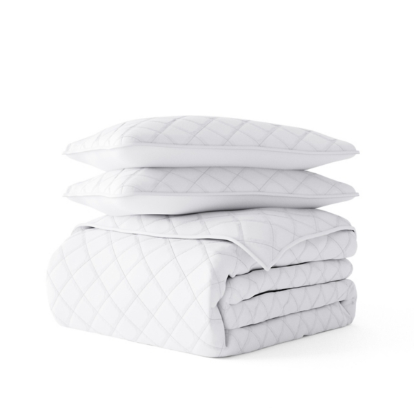 White Stitched Diamond 3-pc. King Quilt Set