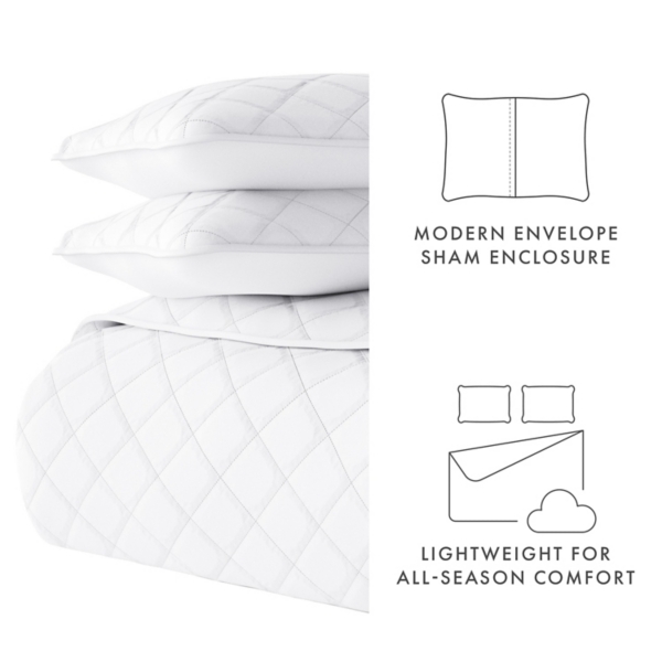 White Stitched Diamond 3-pc. King Quilt Set