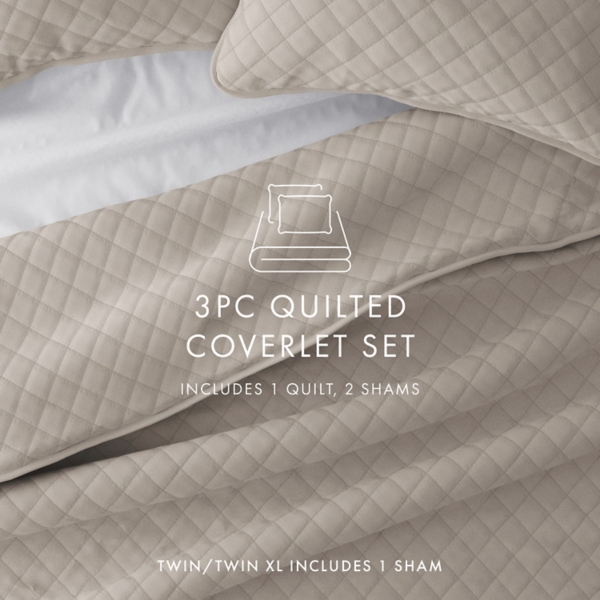 Latte Stitched Diamond 2-pc. Twin Quilt Set