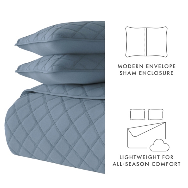 Stitched Diamond 3-pc. King Quilt Set