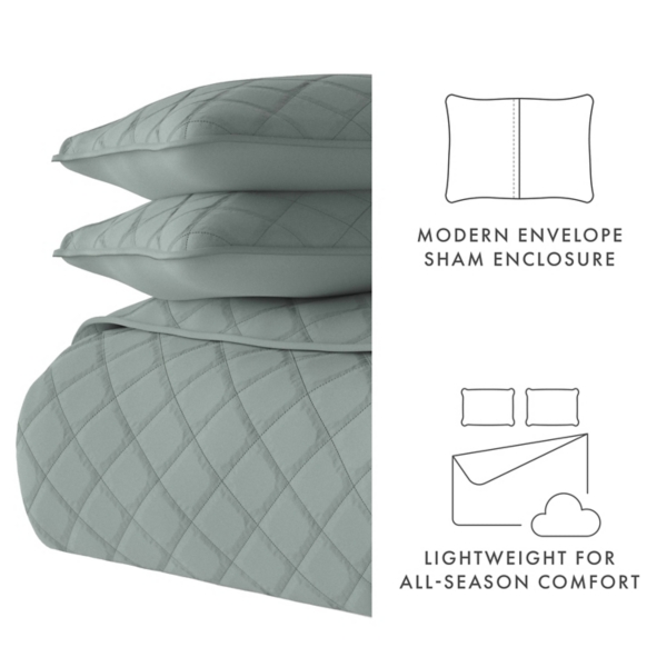 Green Stitched Diamond 3-pc. King Quilt Set