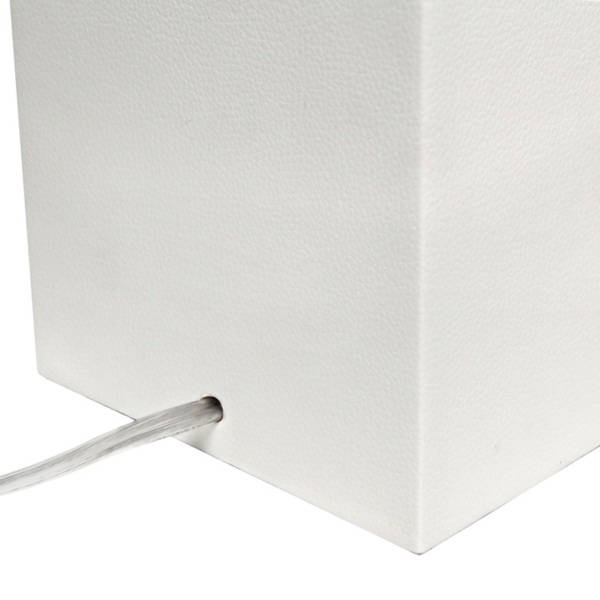 White Faux Leather USB Table Lamp