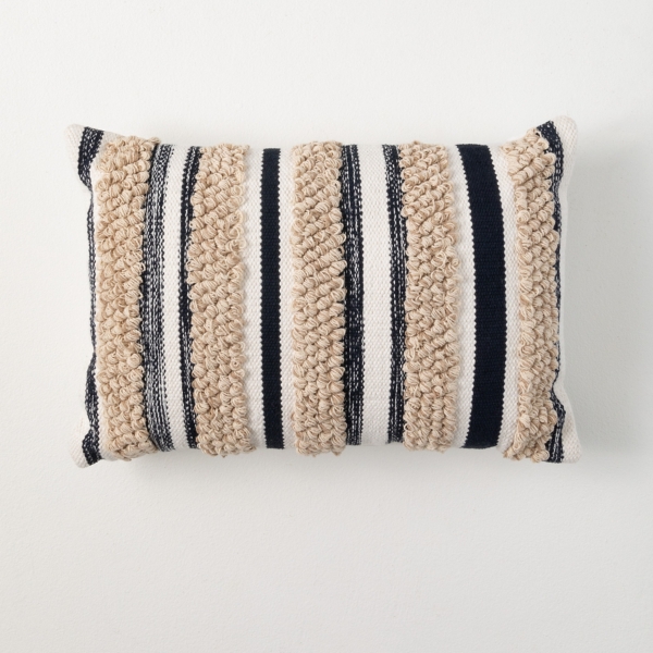 Khaki and Indigo Striped Lumbar Pillow Kirklands Home