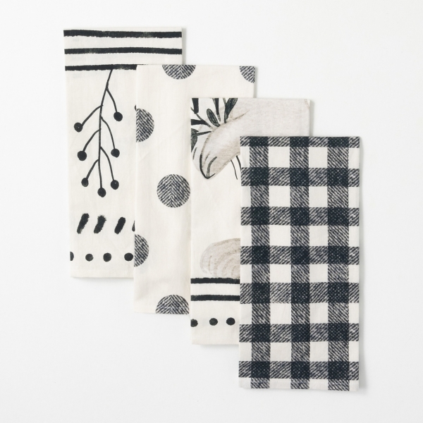 Black and white kitchen towel set hot sale