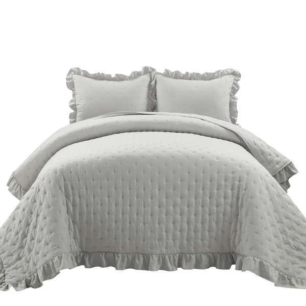 Gray Reyna Ruffle 3pc. King Quilt Set Kirklands Home