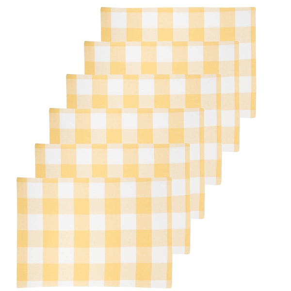 Yellow Buffalo Check Cotton Placemats, Set of 6 Kirklands Home