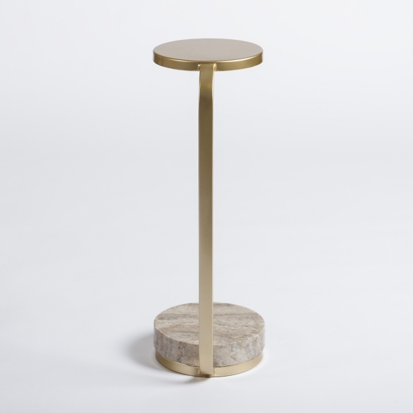 Gray Marble and Gold Metal Cocktail Table