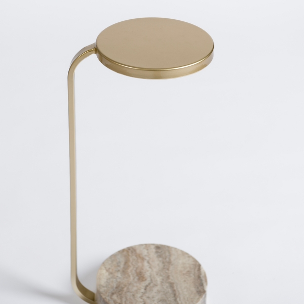 Gray Marble and Gold Metal Cocktail Table