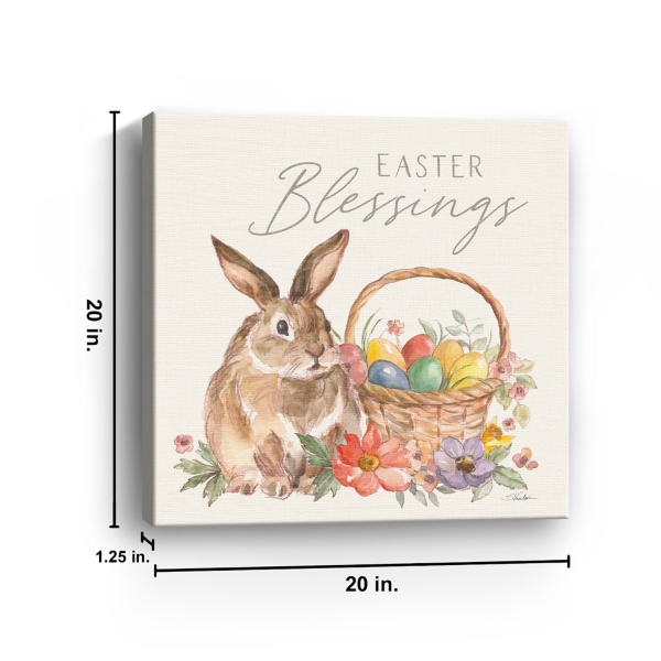 Easter Blessings Bunny and Basket Canvas Art Print