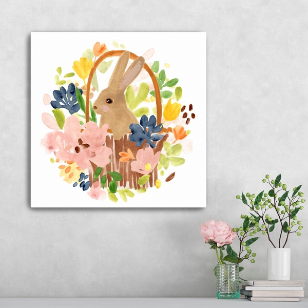 Bunny Meadow Scene Canvas Art Print